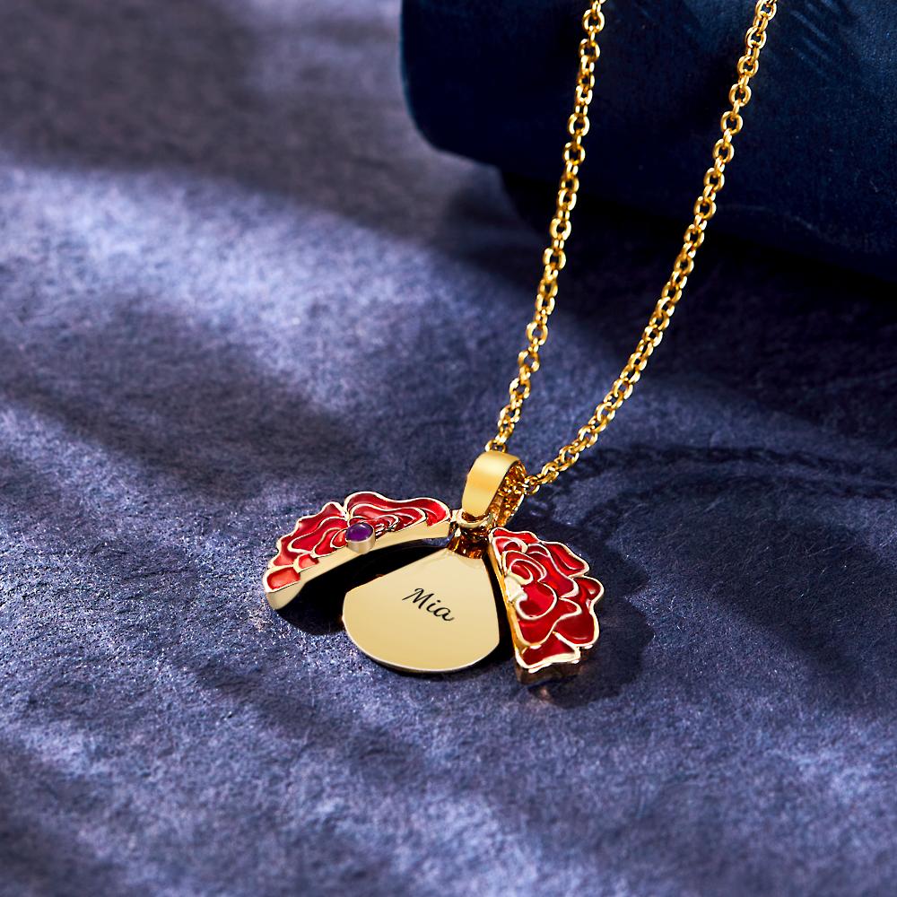 Benutzerdefinierte Gravierte Neckalce Romantische Rose Einzigartige Geschenke - soufeelde