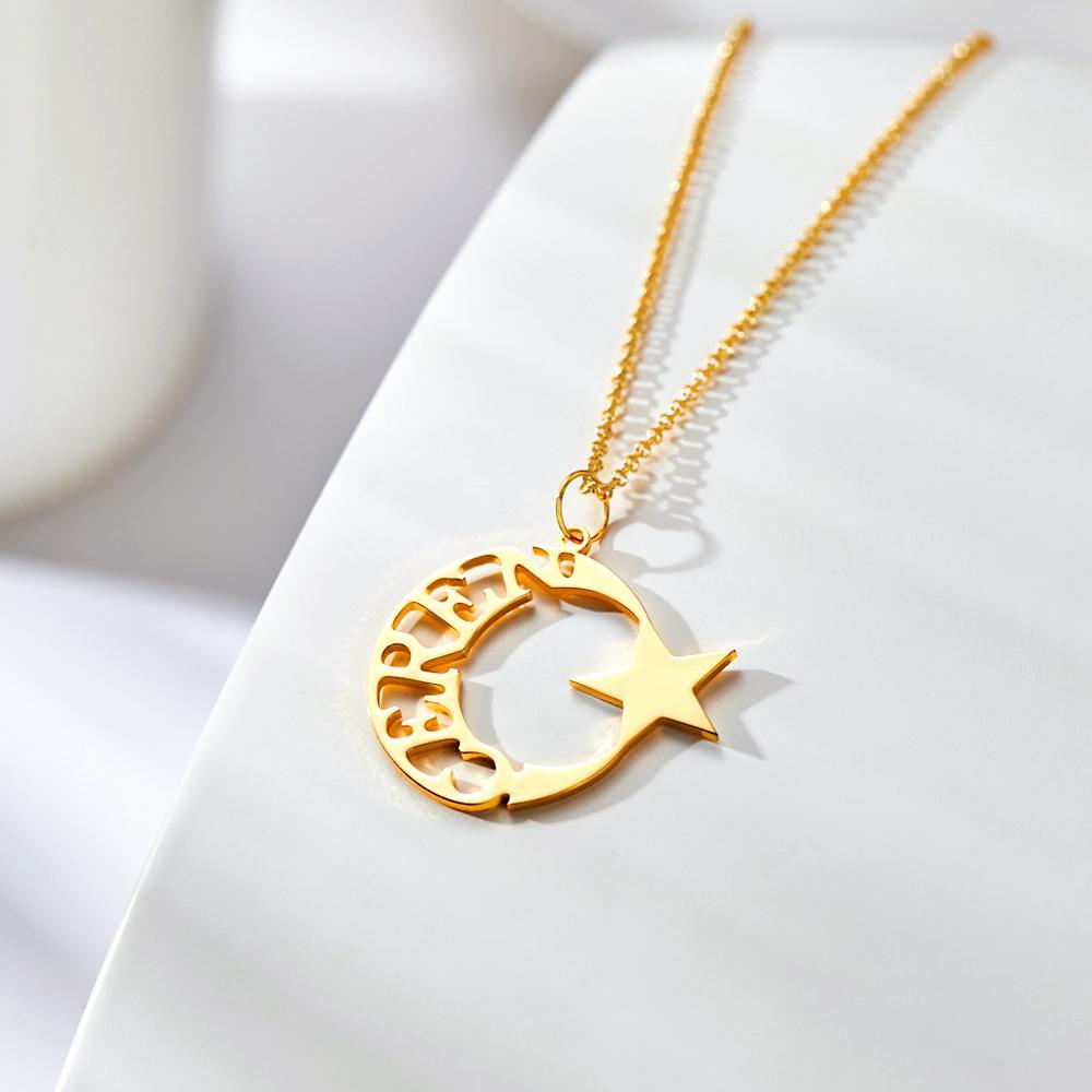 Benutzerdefinierte Gravierte Halskette Hollow Star Anhänger Halskette Geschenk Für Frauen - soufeelde