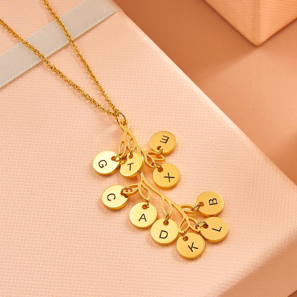 Benutzerdefinierte gravierte Buchstaben Halskette Stammbaum Halskette Geschenk für Frauen