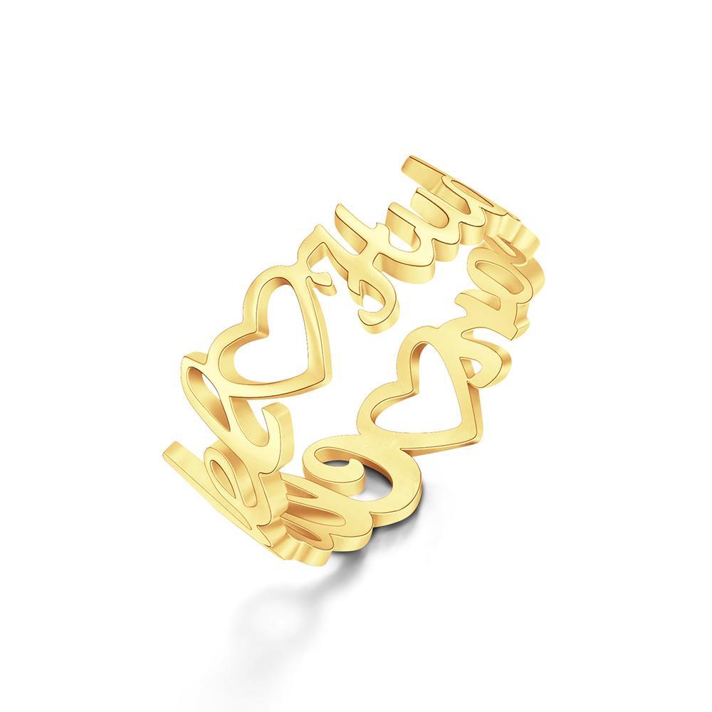 Individuell Gravierter Ring Herzförmiger Namensring Einzigartiges Geschenk Für Sie - soufeelde