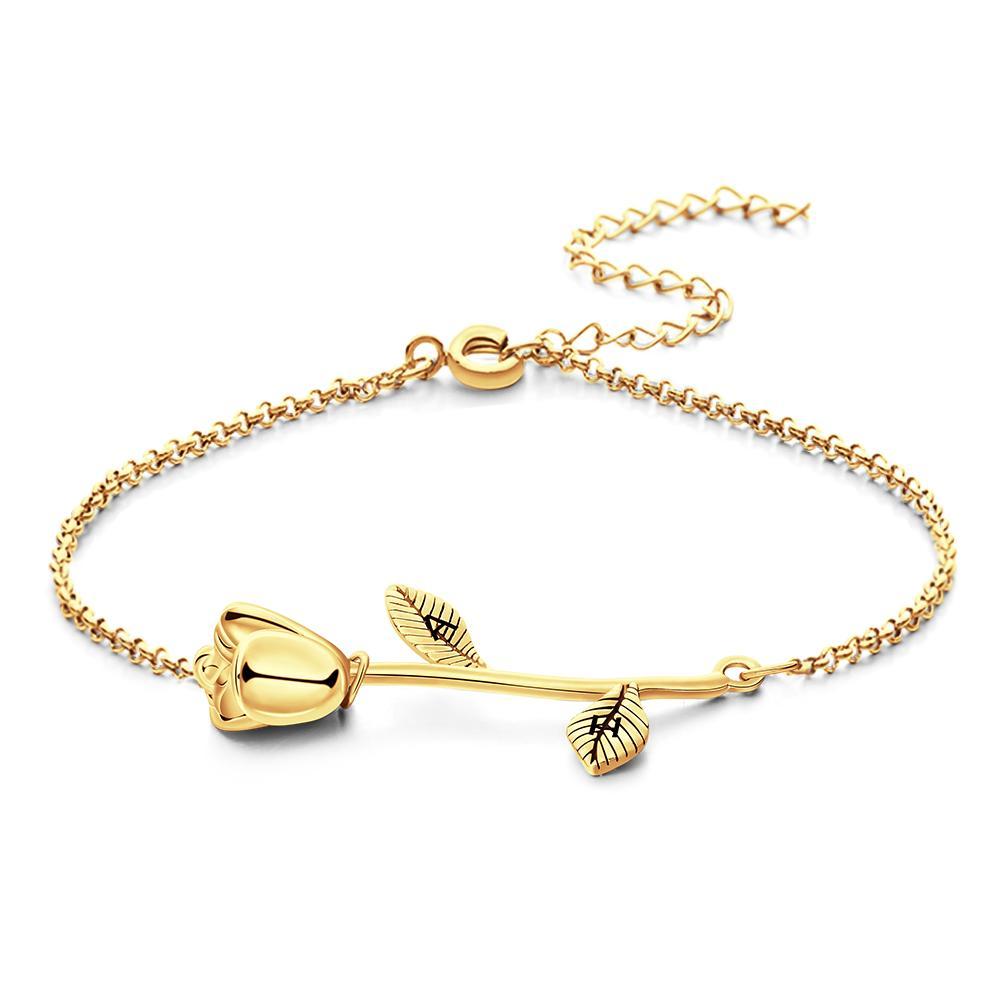 Benutzerdefinierte Gravierte Rose Armband Charm Armband Bestes Geschenk Für Ihre Freundin - soufeelde