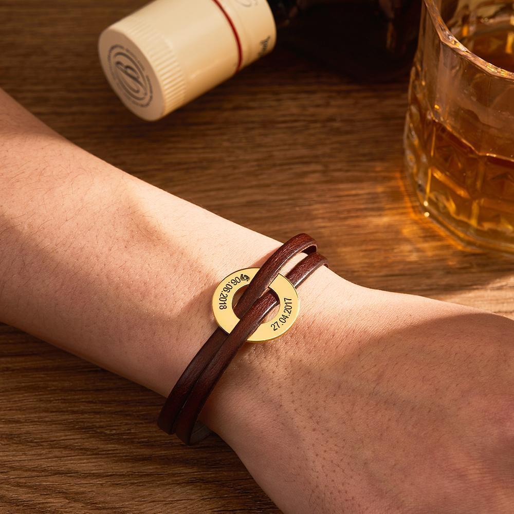 Benutzerdefinierte gravierte Armband Herren Armband Name Armband Geschenke für ihn 14 Karat vergoldet