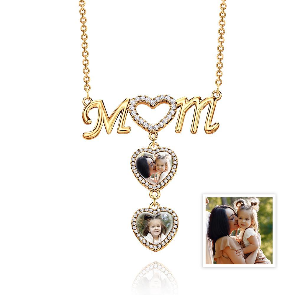 Foto-halskette Für Mama, Personalisierbar, Diamant-herz-spleiß, Erinnerungsbild, Anhänger, Geschenke Für Sie - soufeelde