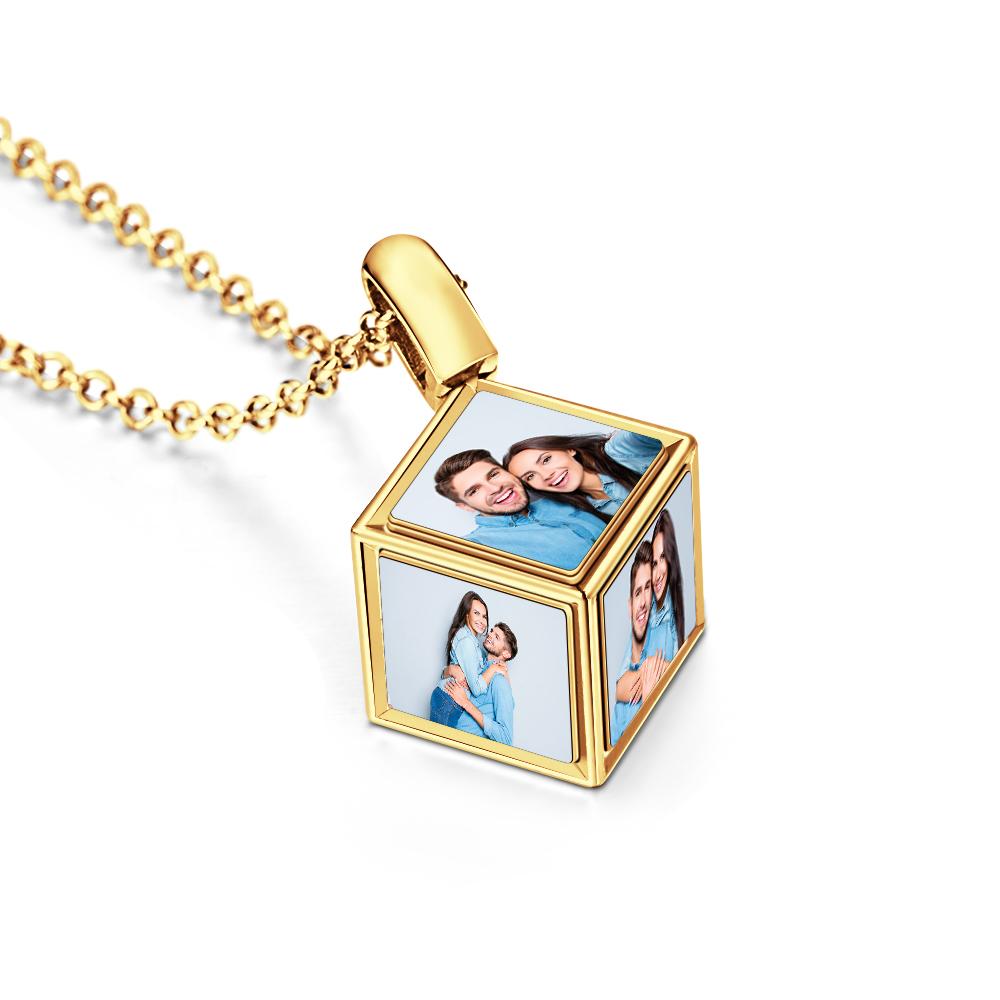 Würfel-foto-sublimations-halskette Mit Individuell Gestalteten Erinnerungsgeschenken Für Paare - soufeede