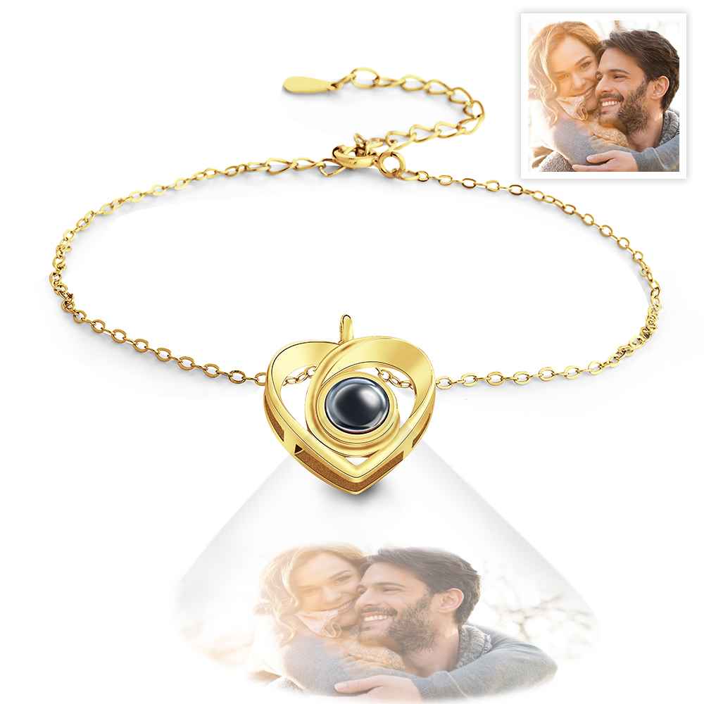 Benutzerdefiniertes Fotoprojektions-armband-bild Im Inneren Des Herz-charm-armbands Für Sie - soufeelde