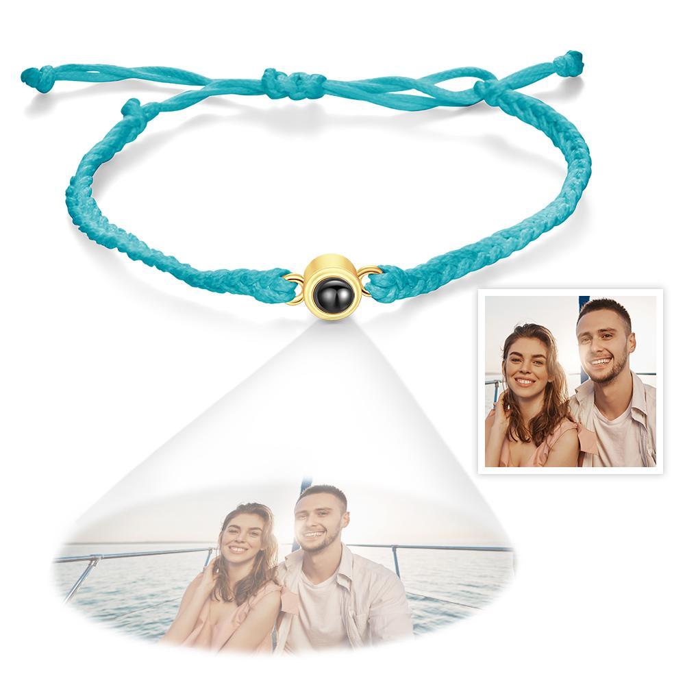 Personalisiertes Rosa Armband Benutzerdefinierte Fotoprojektion Geflochtenes Seil Armband Bestes Geschenk Für Mädchen Geburtstagsgeschenk - soufeelde