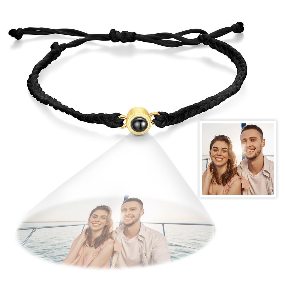 Personalisiertes Fotoprojektions-paar-armband Geflochtenes Weißes Seil-armband-geschenk Für Liebhaber - soufeelde