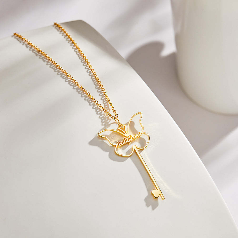Personalisierte Schmetterlings-halskette Mit Benutzerdefiniertem Namen, Charmante Halskette, Geschenk Für Frauen - soufeelde