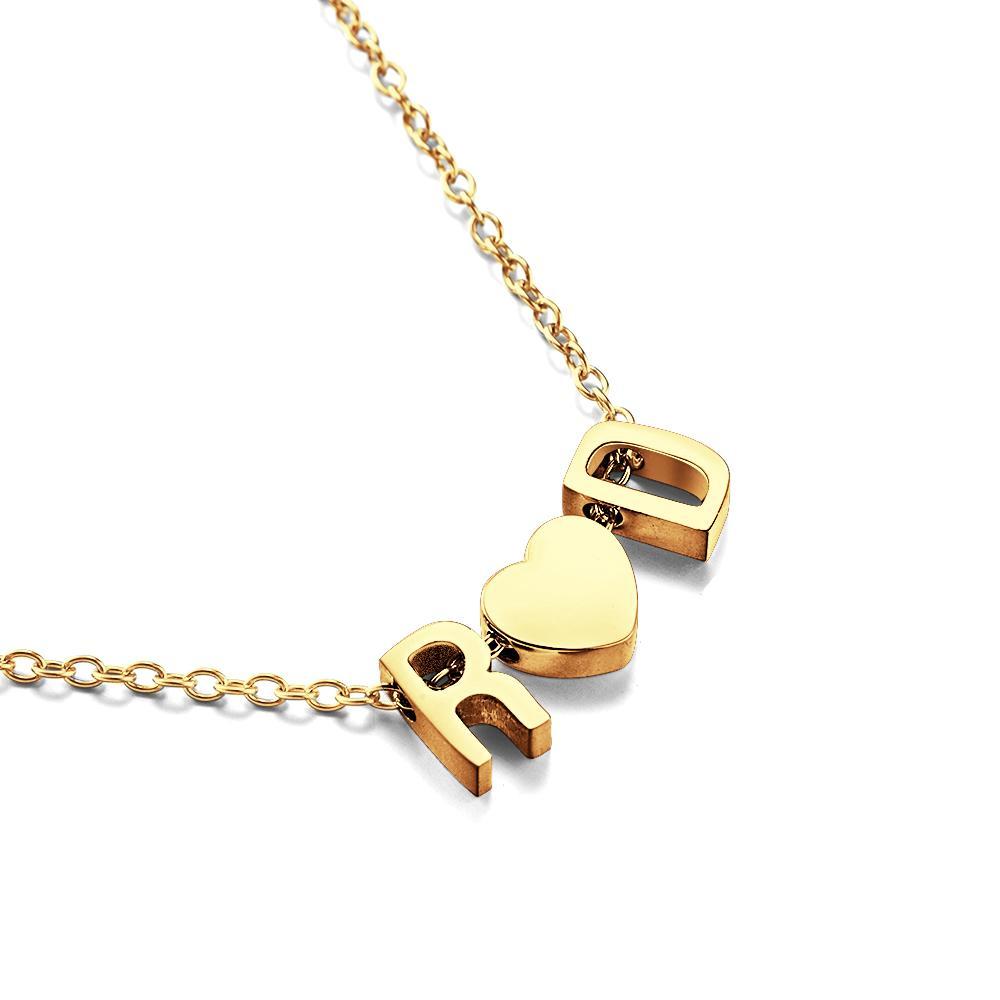 Personalisierte Initialen-halskette, Personalisierte Herz-halskette Für Paare, Minimalistische Halskette, Gold-buchstaben-charm, Geburtstagsgeschenk Für Sie - soufeede