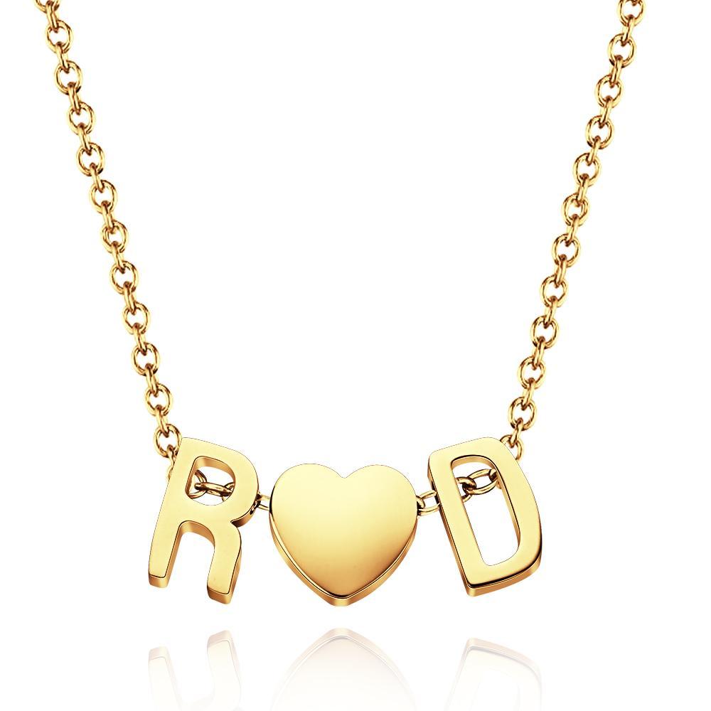 Personalisierte Initialen-halskette, Personalisierte Herz-halskette Für Paare, Minimalistische Halskette, Gold-buchstaben-charm, Geburtstagsgeschenk Für Sie - soufeede