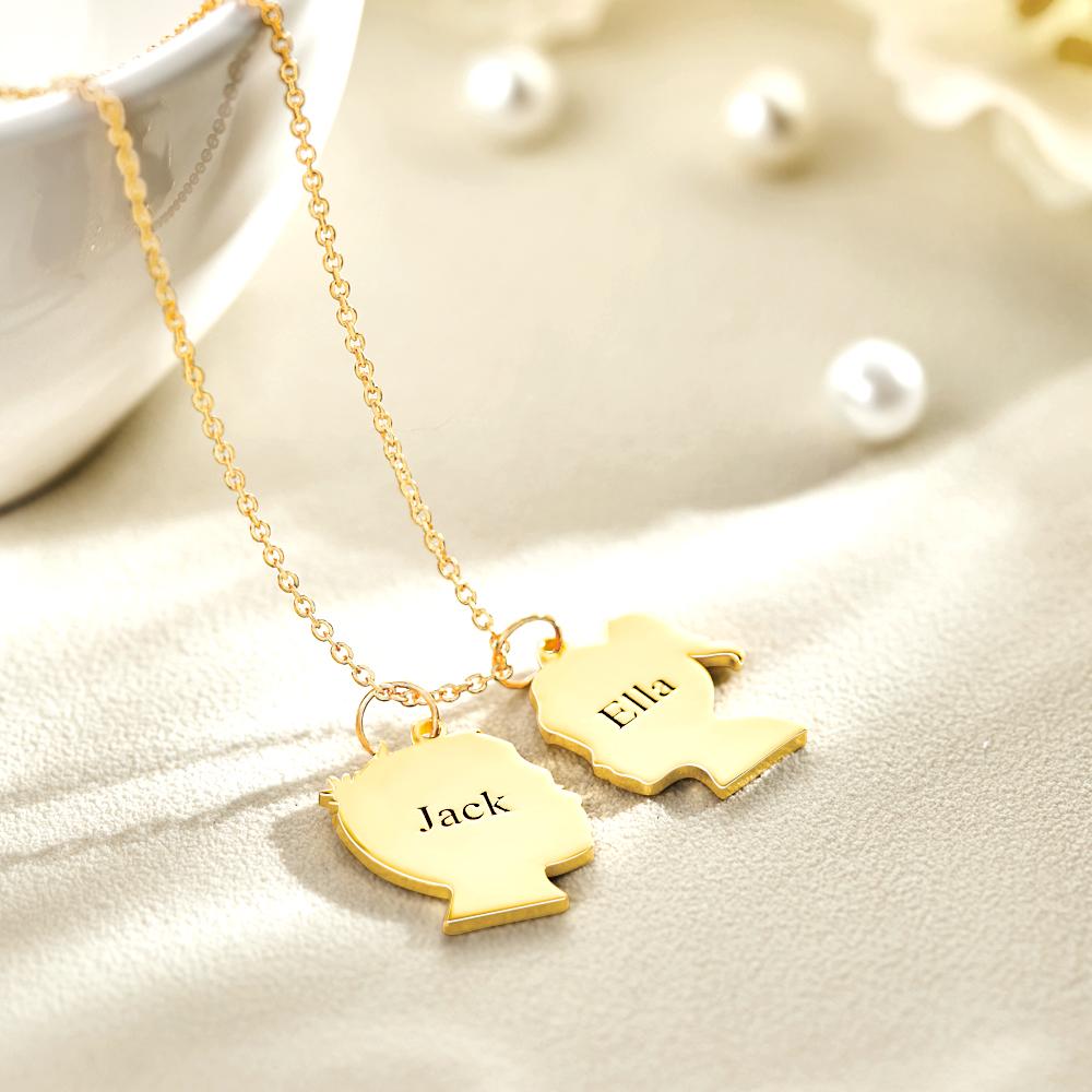 Benutzerdefinierte Gravierte Halskette Silhouette Einzigartige Geschenke - soufeelde