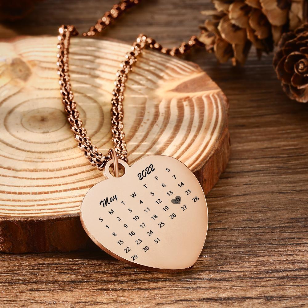 Benutzerdefinierte Personalisierte Datum Herz Halskette - soufeelde