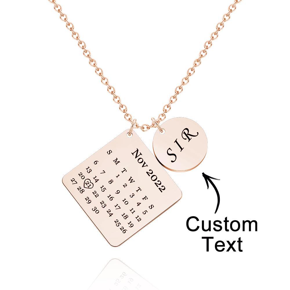 Kundenspezifisch Gravierte Halskette Kundenspezifischer Datumskalender Gedenkgeschenke - soufeelde