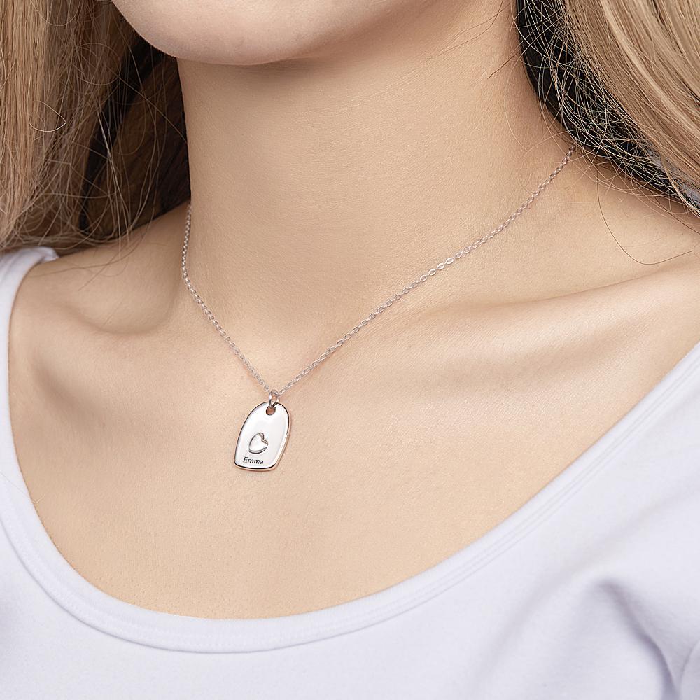 Individuell Gravierte Halskette Herz Matched Halskette Set Romantisches Geschenk Für Paare - soufeelde