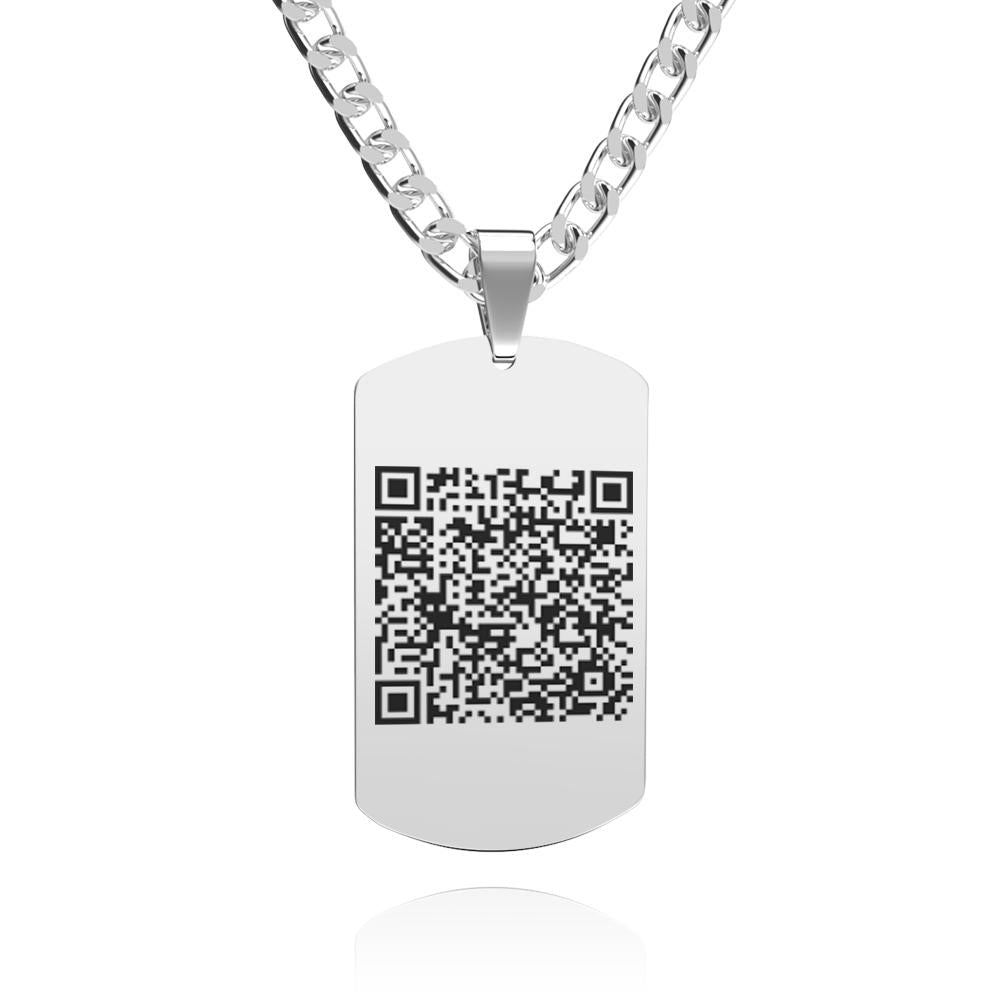 Benutzerdefinierter Qr-code-halskette Anhänger Gravierte Halsketten Geschenke Für Ihn - soufeelde