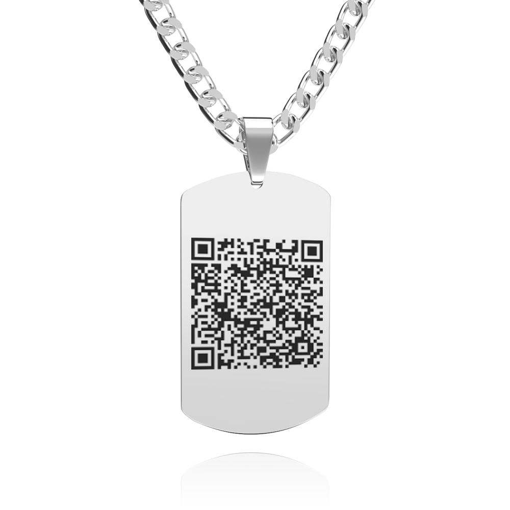 Benutzerdefinierter Qr-code-halskette Anhänger Gravierte Halsketten Geschenke Für Ihn - soufeelde