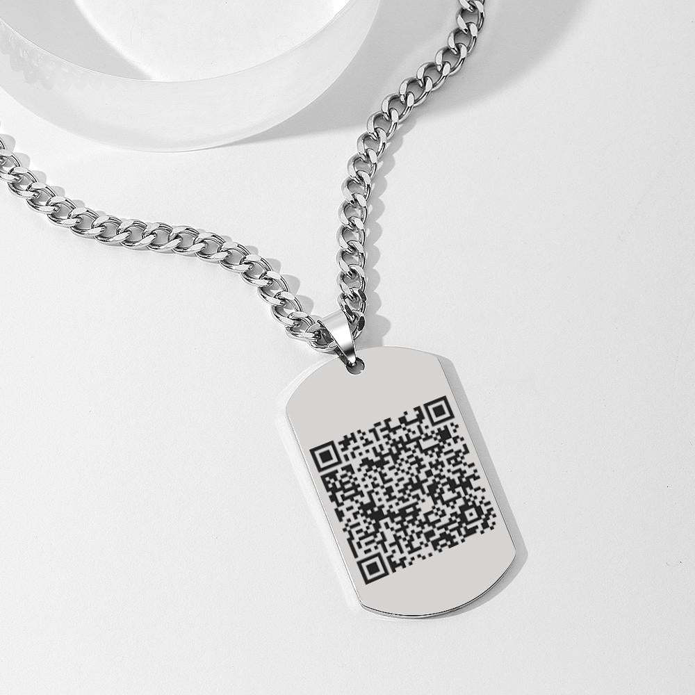 Benutzerdefinierter Qr-code-halskette Anhänger Gravierte Halsketten Geschenke Für Ihn - soufeelde