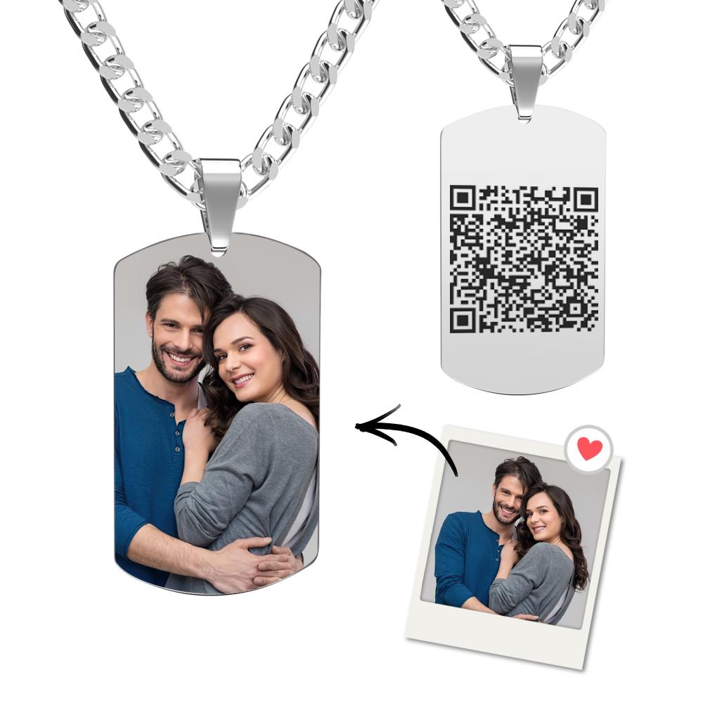 Benutzerdefinierter Qr-code-halskette Anhänger Gravierte Halsketten Geschenke Für Ihn - soufeelde