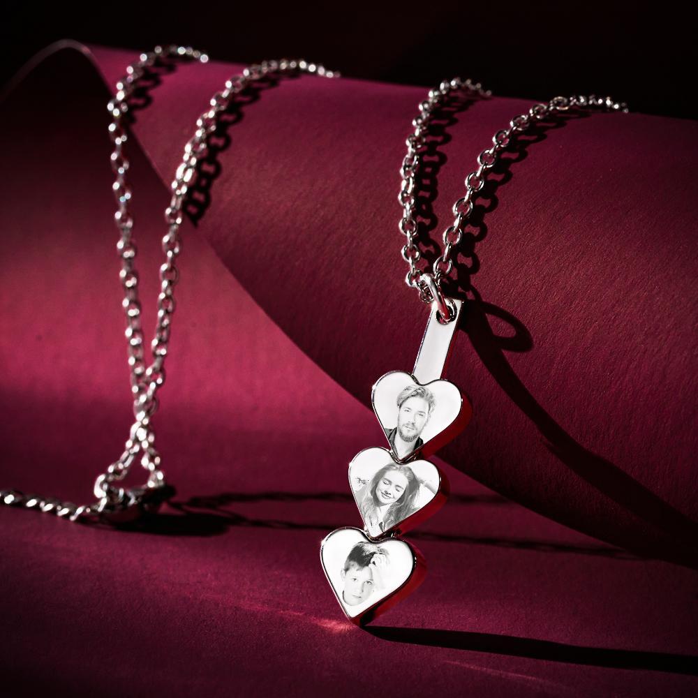 Benutzerdefinierte Foto Gravierte Halskette Pfirsich-herz Stitching Halskette Geschenk Für Sie - soufeelde