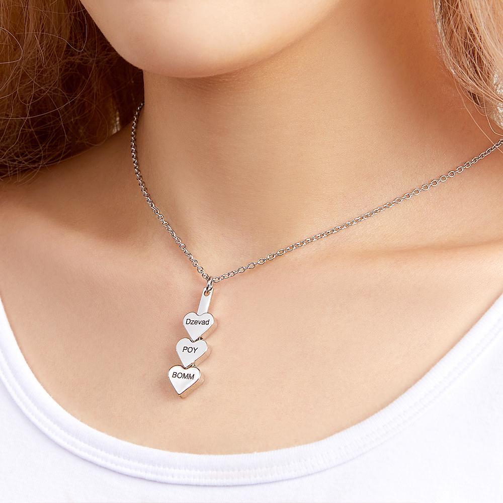 Benutzerdefinierte Gravierte Halskette Pfirsich-herz Stitching Halskette Geschenk Für Sie - soufeelde
