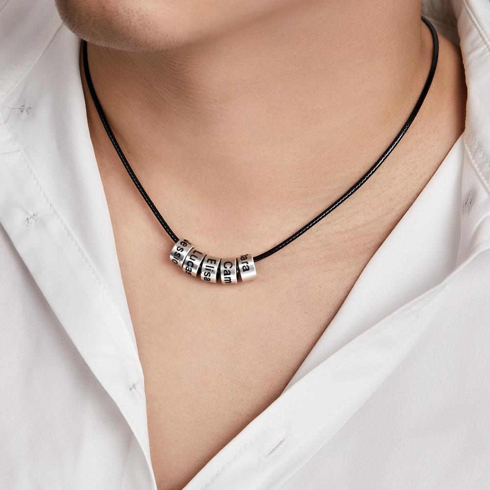 Benutzerdefinierte Gravierte Halskette Rohrperle Geflochtene Halskette Geschenk Für Männer - soufeelde