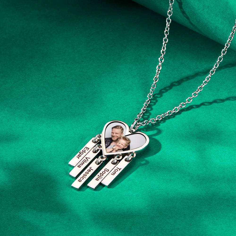 Personalisierte Halskette Mit Fotogravur Herzförmige Halskette Mit Optionalem Anhänger - soufeelde