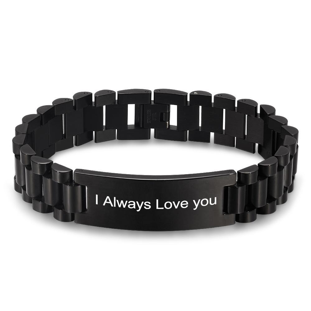 Benutzerdefinierter Text Edelstahl Graviertes Armband Herrenarmband