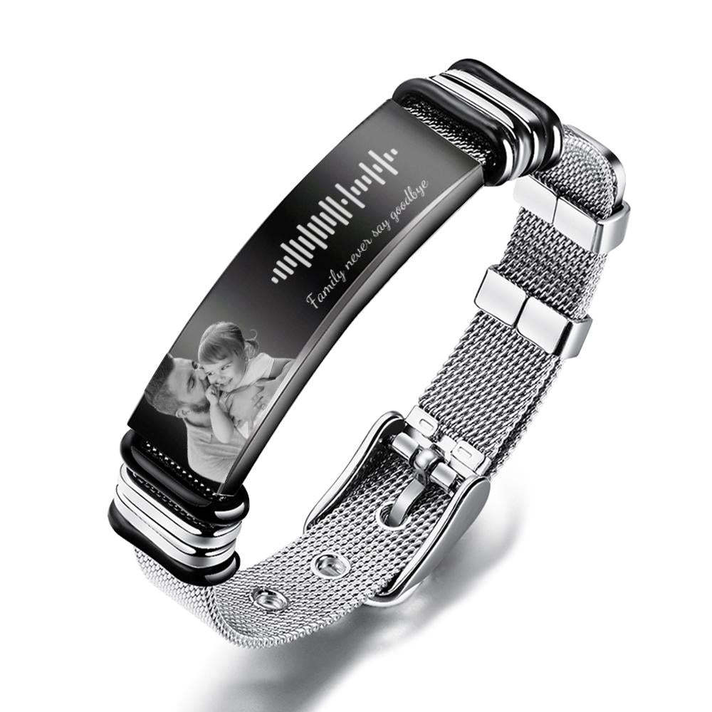 Personalisiertes Herrenarmband Aus Edelstahl Mit Personalisiertem Foto Und Eingravierten Wörtern. Beste Geschenke Für Papa Am Vatertag - soufeelde