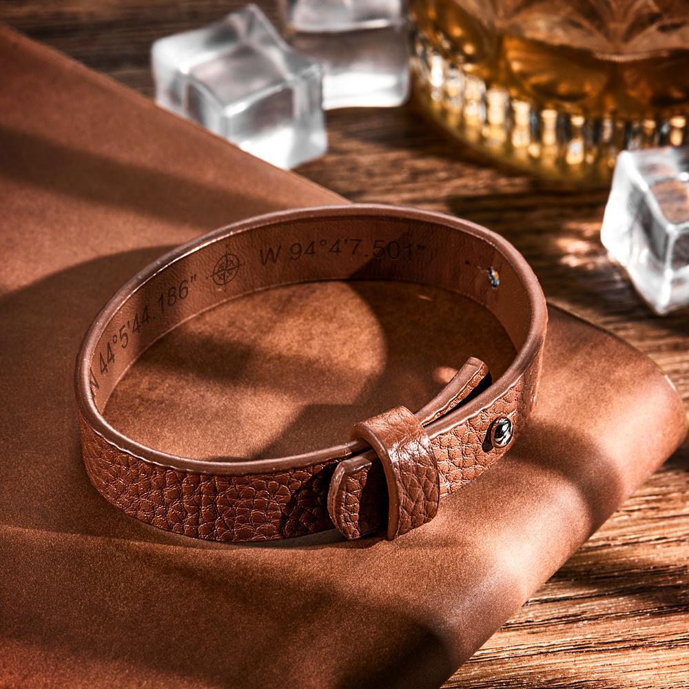 Personalisierte Gravierte Armbänder Für Männer Einzigartige Geschenke Für Den Ehemann Kundenspezifisches Echtlederarmband Geheimbotschaftsgeschenke - soufeelde