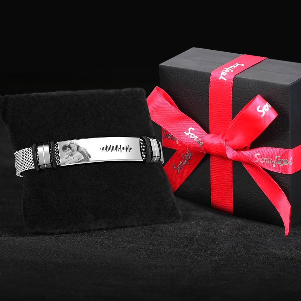 Kundenspezifisches Optionales Fotogravur-musikcode-edelstahl-armband Beste Geschenke Für Männer Geschenke Für Paare - soufeelde