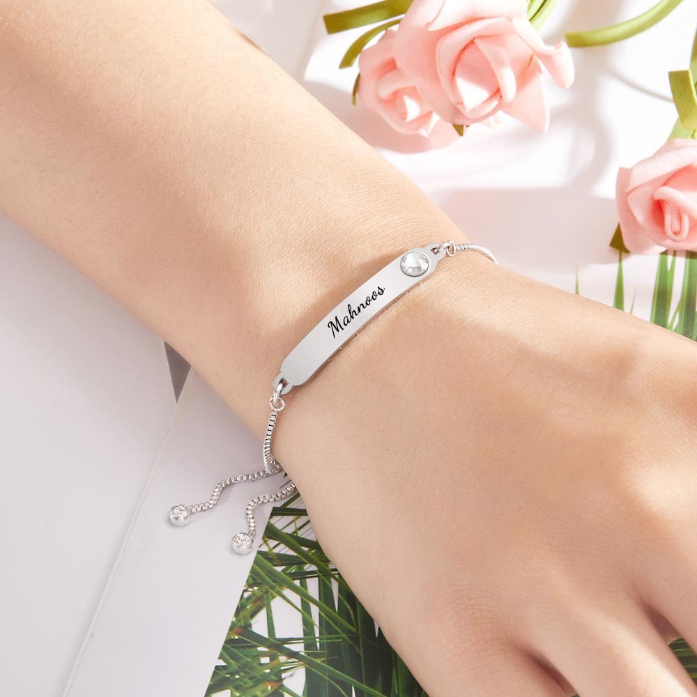 Benutzerdefinierte Gravierte Armband Namensarmband Einfache Strass Geschenke - soufeelde