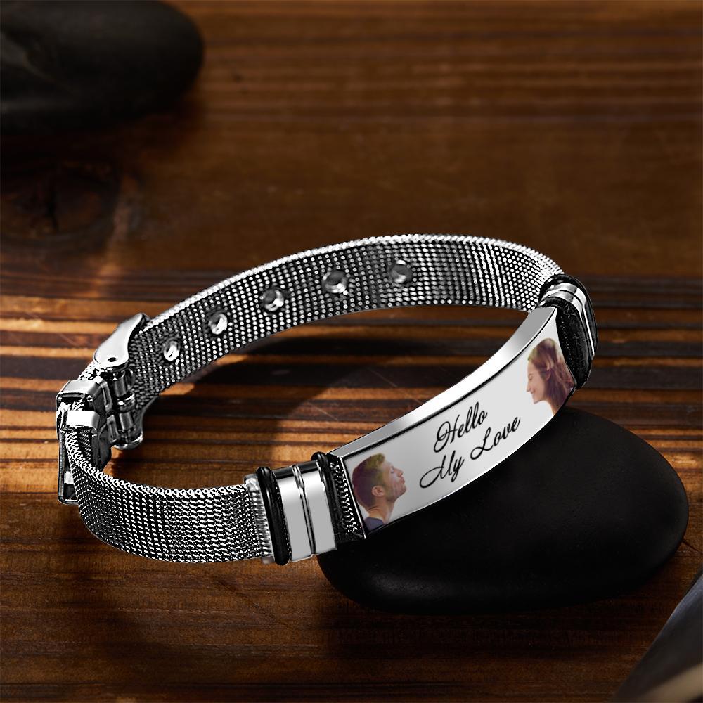 Personalisiertes Herrenarmband Mit Doppeltem Foto Und Eingravierten Worten. Beste Geschenke Für Ihre Liebsten - soufeelde