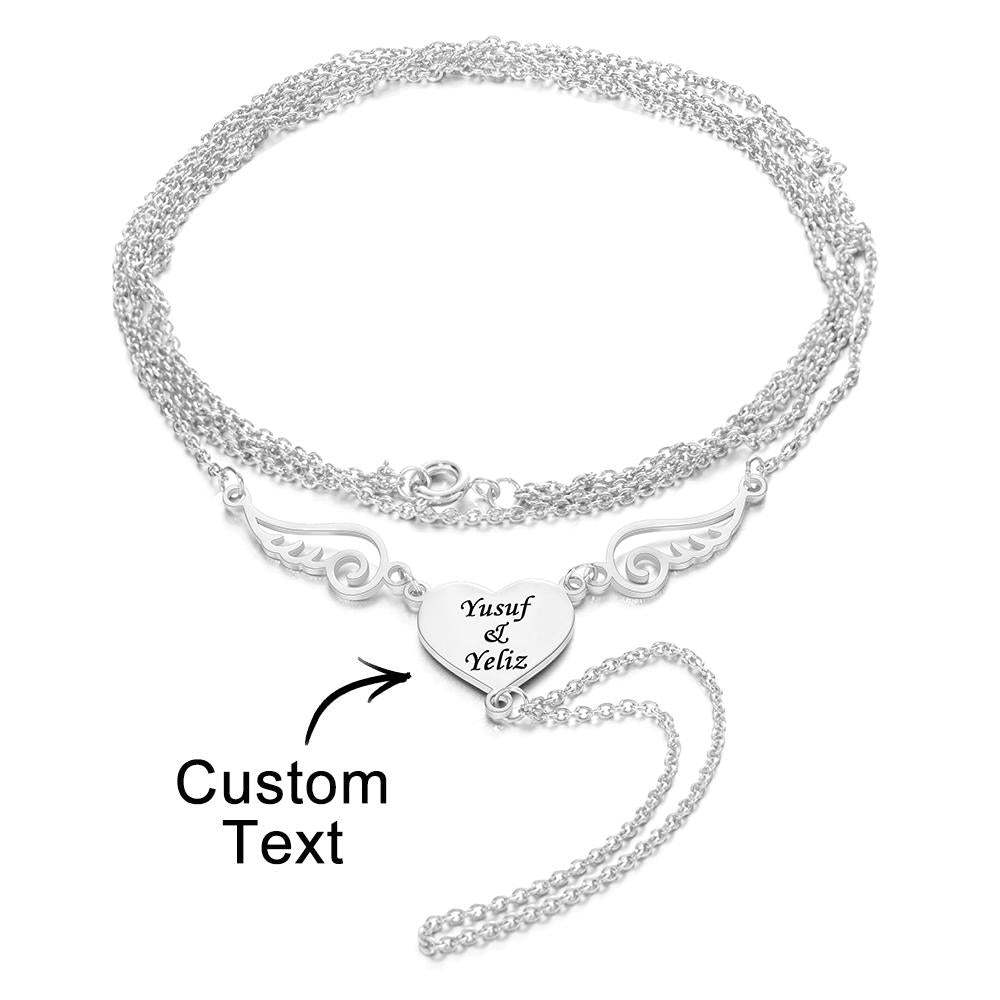 Benutzerdefinierte Gravierte Armband Herzförmige Flügel Armband Einzigartiges Geschenk Für Frauen - soufeelde
