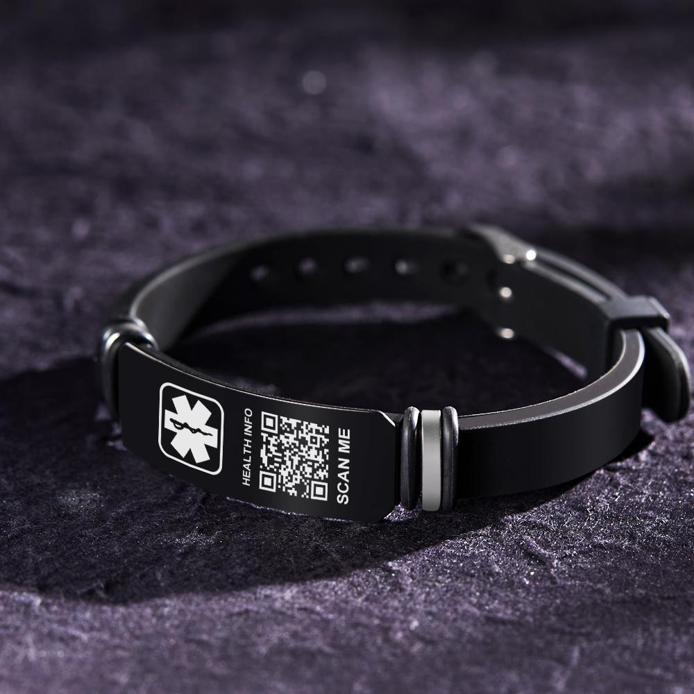 Benutzerdefinierte Medizinische Armbänder Mit Qr-code, Individuelle Geschenke Für Männer Mit Medizinischen Notfallinformationen - soufeede