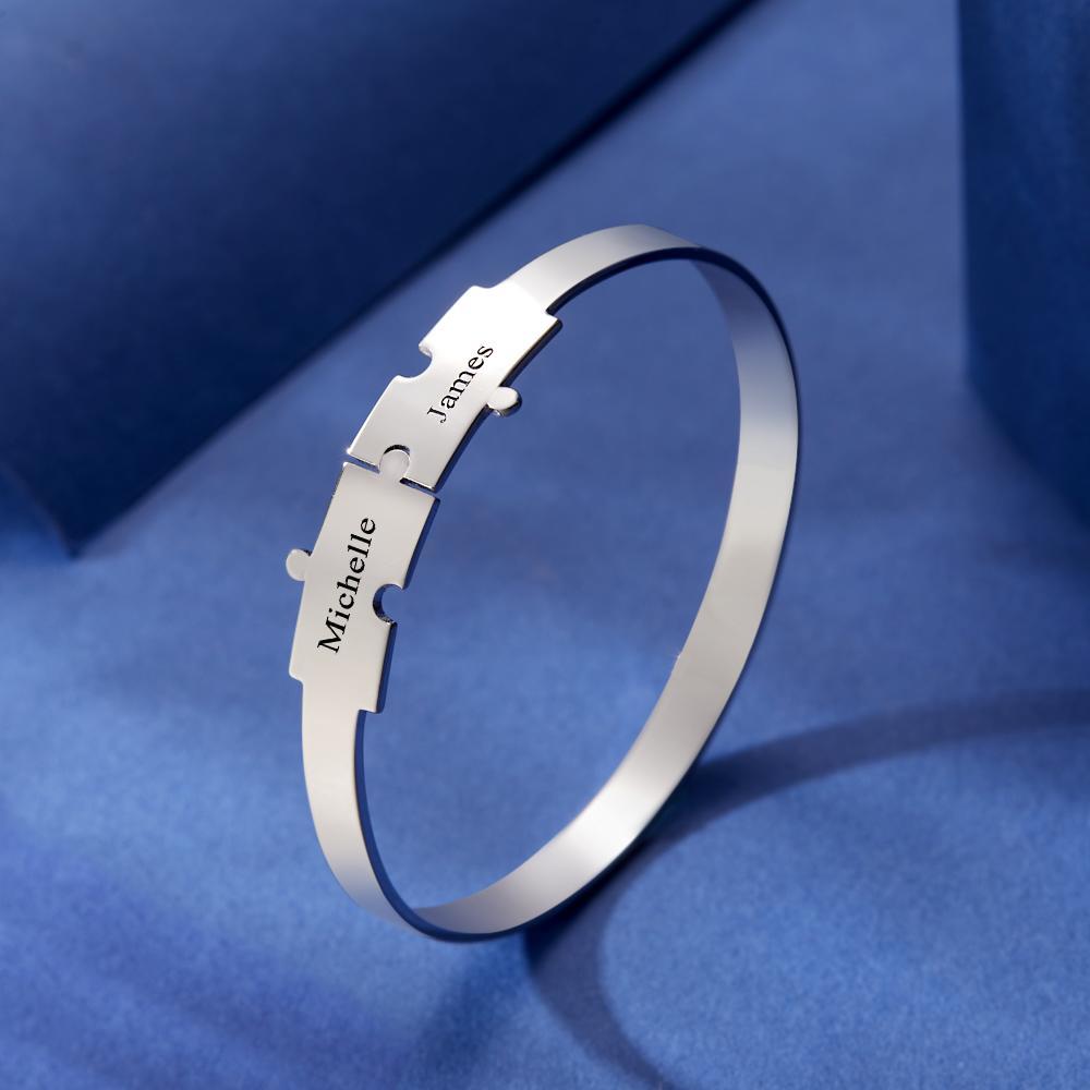 Benutzerdefinierte Gravierte Puzzle-armband Personalisiertes Einzigartiges Armband Für Sie - soufeelde