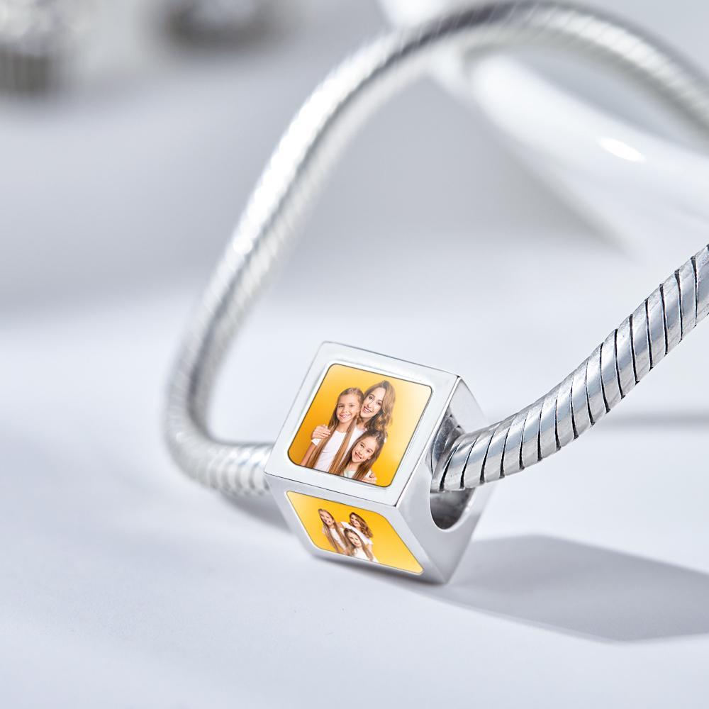 Benutzerdefinierter Vierseitiger Foto-charm-quadrat-kupfer-charme-kreatives Geschenk Für Mama - soufeelde