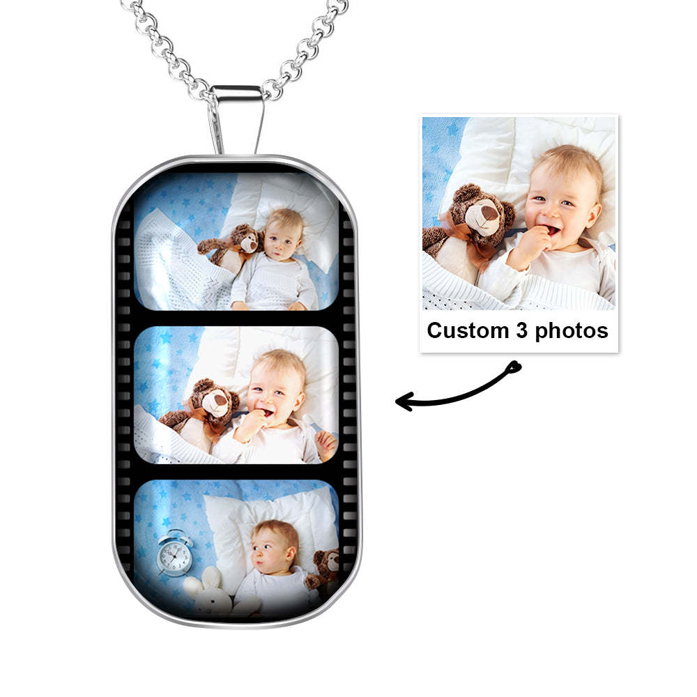 Personalisierte Benutzerdefinierte Foto Filmstreifen Halskette Für Paare Familie - soufeelde