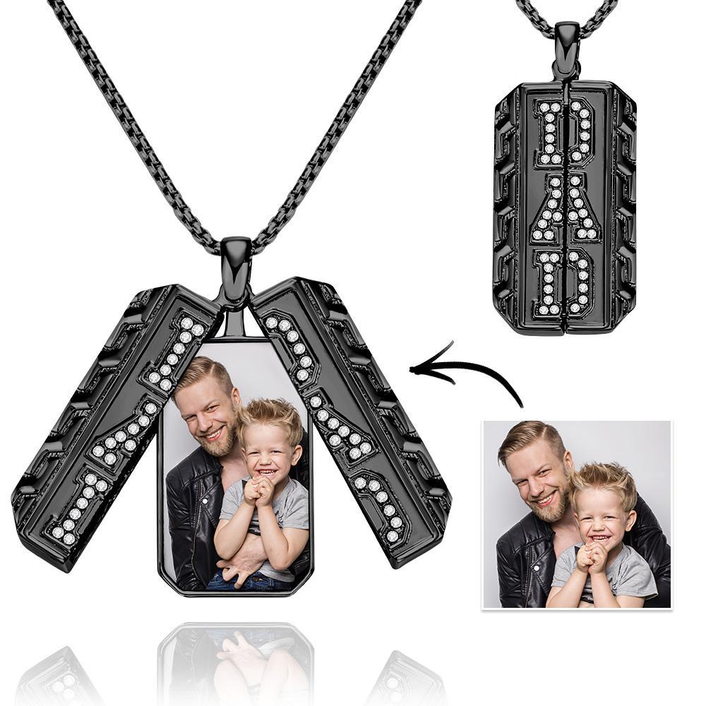 Benutzerdefinierte Foto Halskette Papa Medaillon Halskette Vatertagsgeschenk Für Männer - soufeelde