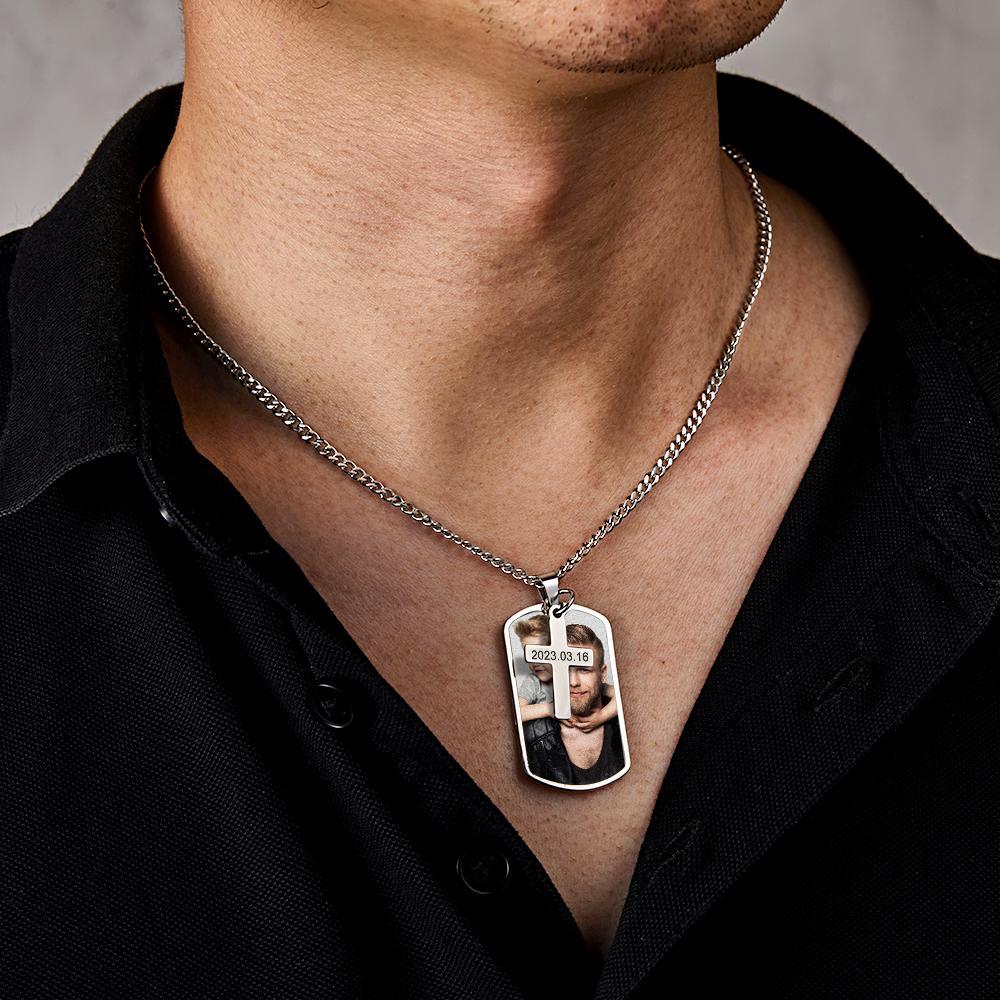 Personalisierte Halskette Für Männer, Individuelle Foto- Und Gravur-halskette Für Vater, Geschenk Für Freund, Geburtstagsgeschenk - soufeede