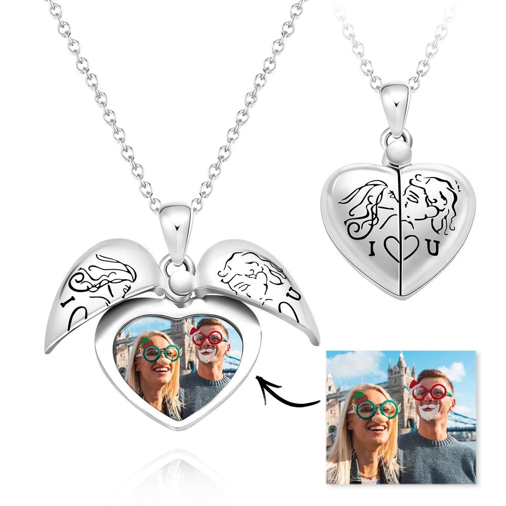 Kundenspezifische Foto-halskette 'l Love You' Herzf?rmige Klappe Empfindliche Geschenke - soufeelde