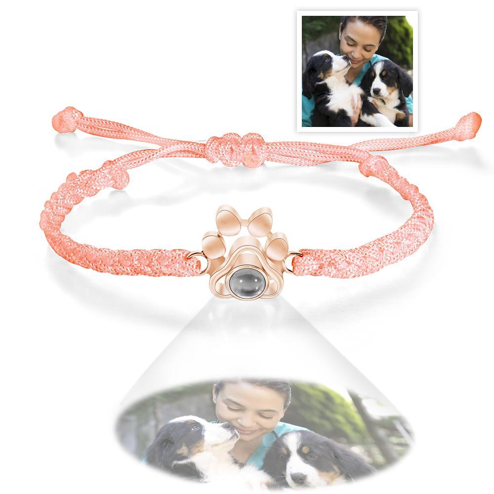 Personalisiertes Hundepfoten-fotoprojektions-armband Geflochtenes Seil-armband-geschenk Für Tierliebhaber - soufeelde