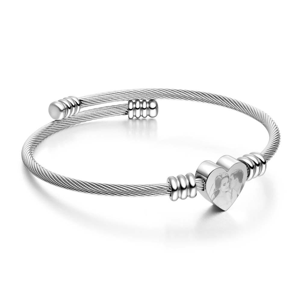Personalisierte Bild-armbänder Für Frauen, Individuelles Medaillon, Charm-stulpe-armreif, Graviert, Inspirierender Erinnerungsschmuck, Geburtstagsgeschenk Für Mädchen, Mutter