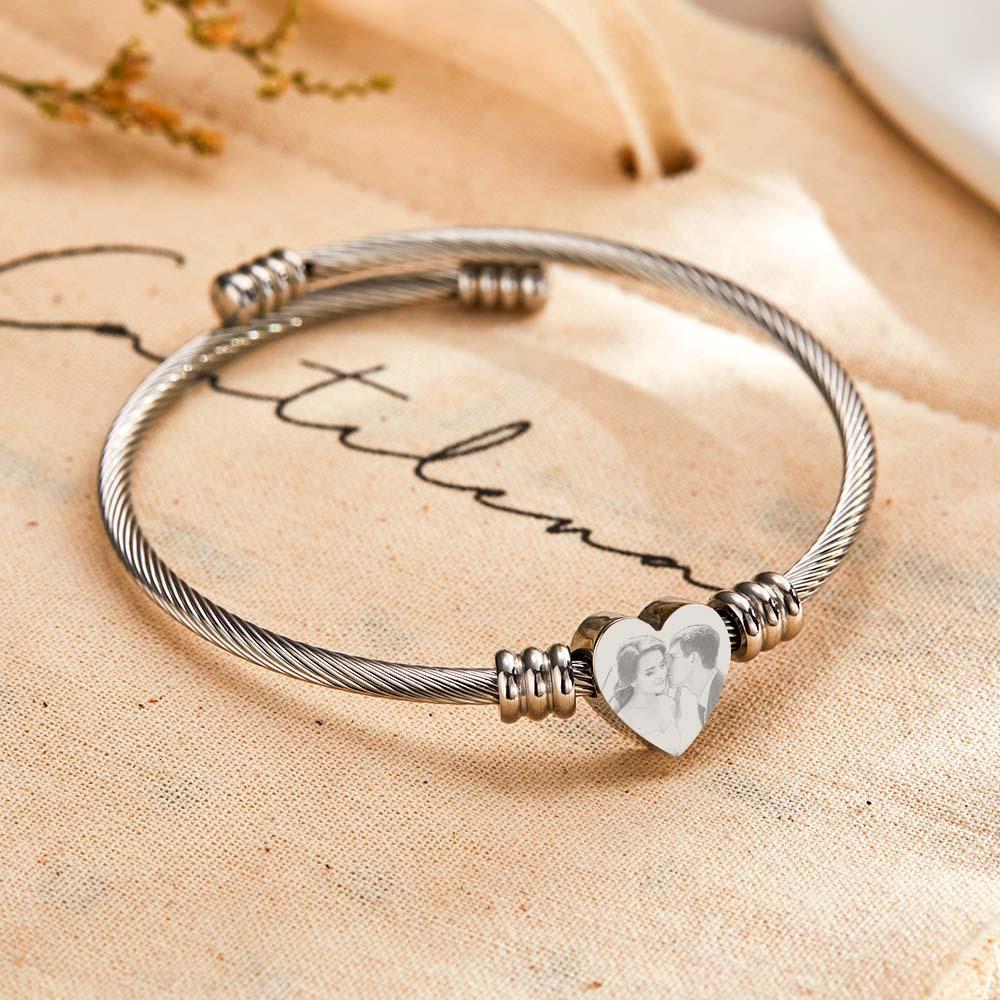 Personalisierte Bild-armbänder Für Frauen, Individuelles Medaillon, Charm-stulpe-armreif, Graviert, Inspirierender Erinnerungsschmuck, Geburtstagsgeschenk Für Mädchen, Mutter - soufeede