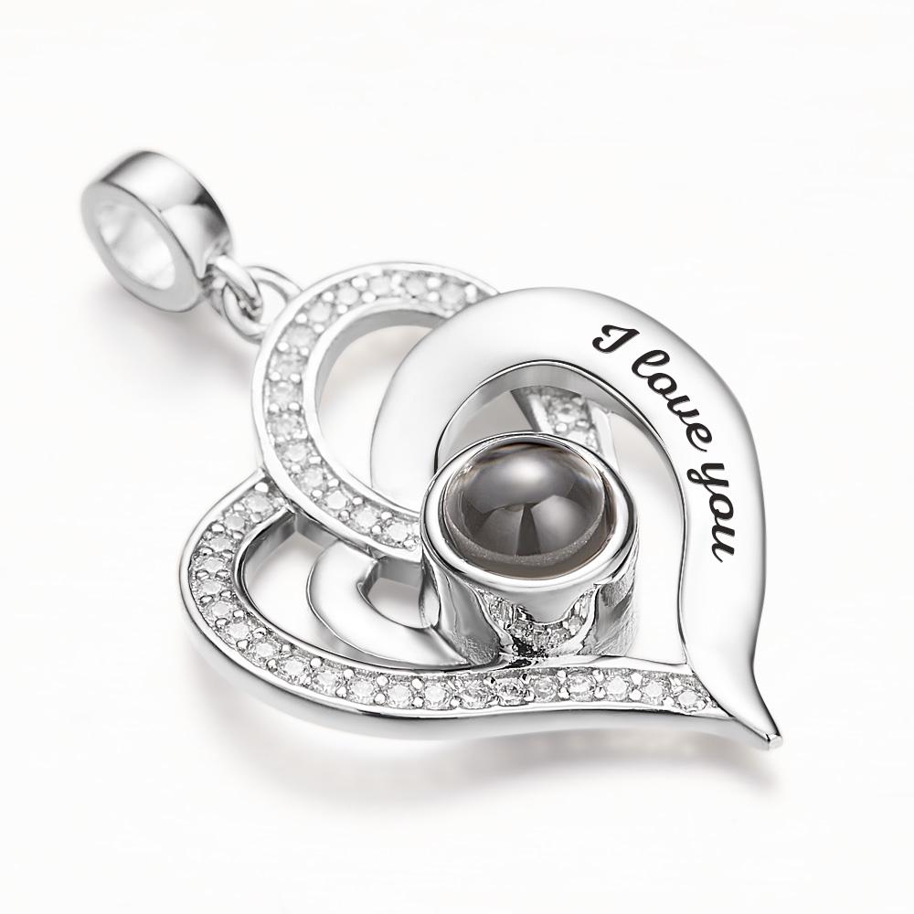 Projektions-liebesherz-personalisierter Foto-anhänger Baumelnder Einfacher Und Einfacher Charme Für Armband - soufeede