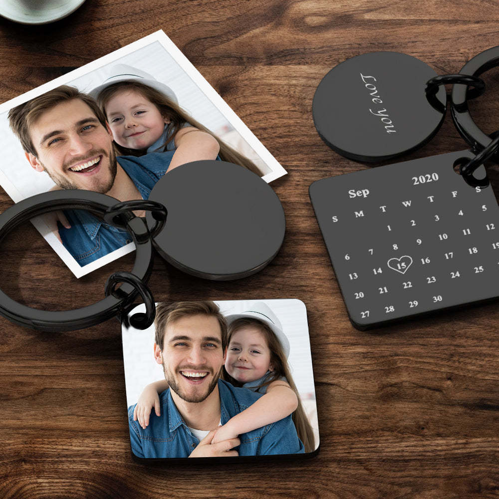 Personalisierter Foto-schlüsselanhänger Gravierter Kalender-schlüsselanhänger Geschenke Für Den Vater
