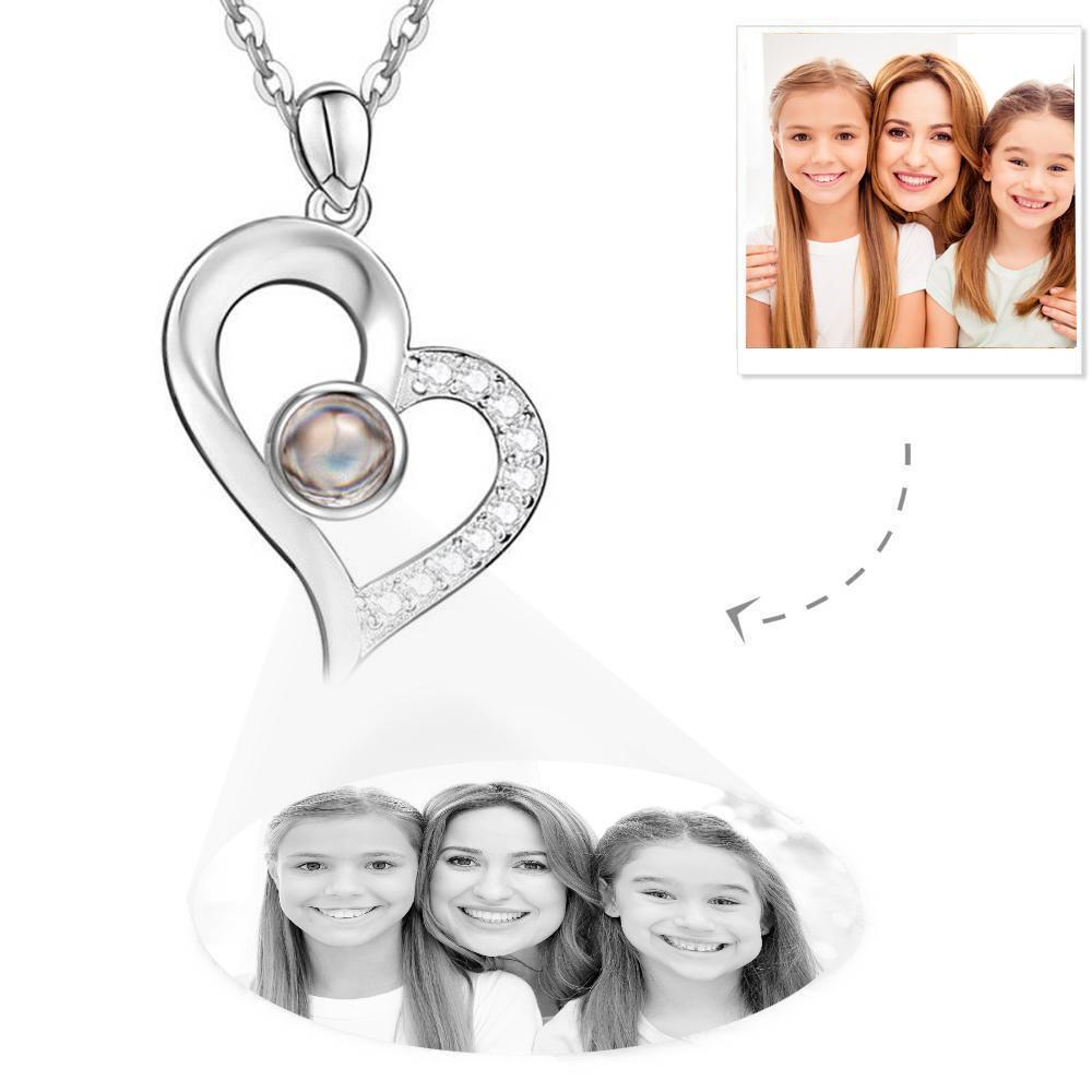Personalisierte Projektions-foto-halskette Herz-halskette Für Mutter - soufeelde