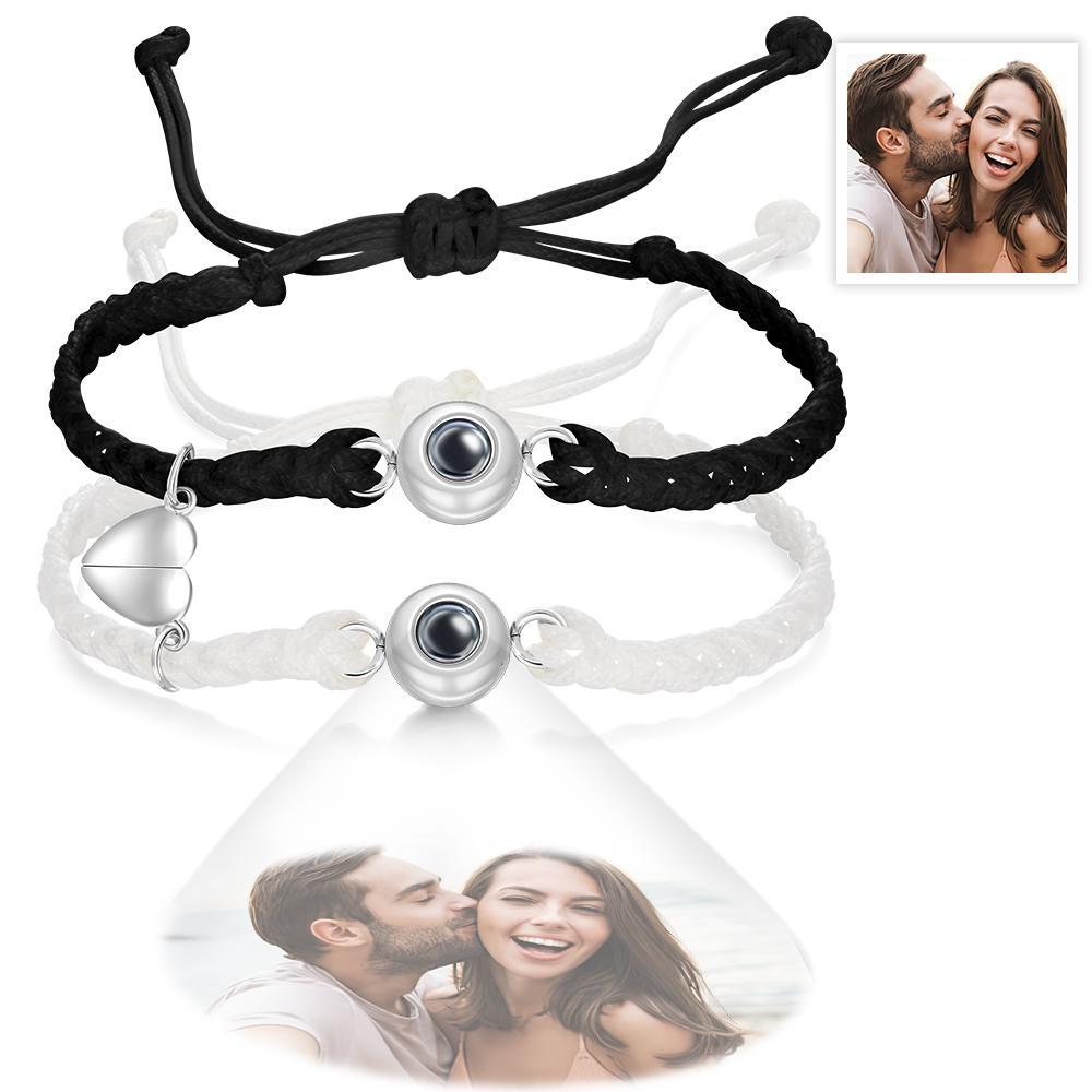 Benutzerdefiniertes Fotoprojektionsarmband Gewebtes Magnetisches Armband Jahrestagsgeschenk - soufeelde