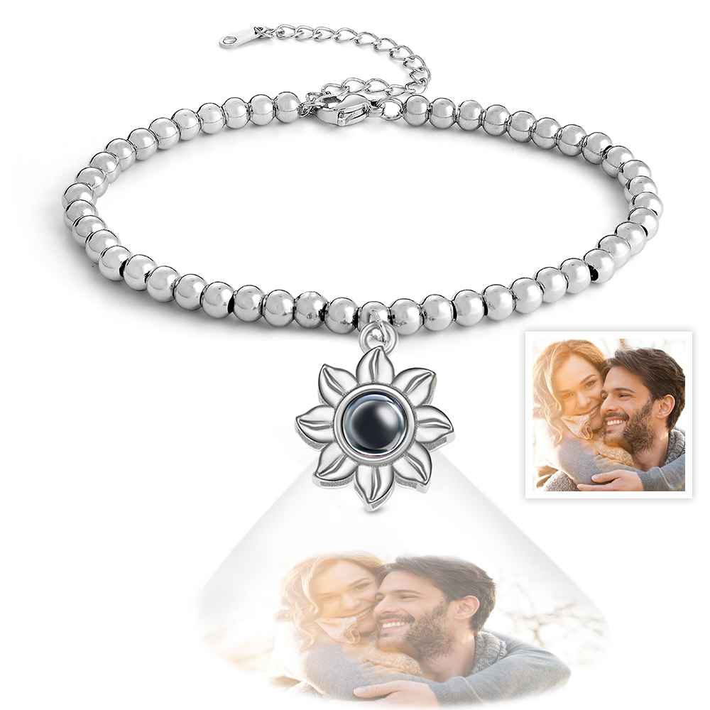 Personalisiertes Fotoprojektions-sonnenblumen-armband Exquisites Erinnerungsarmband Schmuck Für Sie - soufeelde