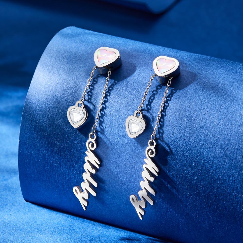 Benutzerdefinierte Gravierte Ohrringe Herzförmige Namensohrringe Einzigartiges Geschenk - soufeelde