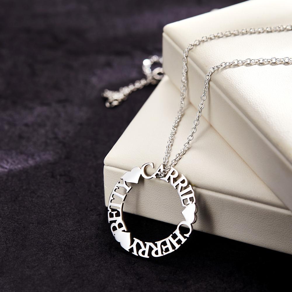 Kundenspezifische Namenskreis-halskette Personalisierte Elegante Runde Halsketten-schmuck-geschenke - soufeelde